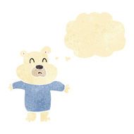cartoon unhappy polar bear with thought bubble N2