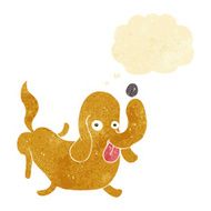 cartoon dog sticking out tongue with thought bubble N5