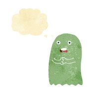 funny cartoon ghost with thought bubble N4