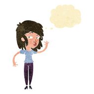 cartoon pretty woman waving with thought bubble N10