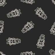 prince doodle seamless pattern background N16
