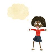 cartoon surprised woman with thought bubble N31