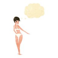 cartoon woman in bikini with thought bubble N8