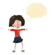 cartoon surprised woman with thought bubble N32