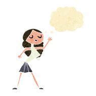 cartoon woman dancing with thought bubble N4