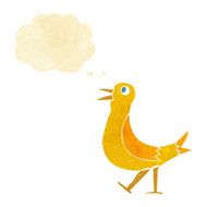 cartoon walking bird with thought bubble N4