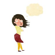 cartoon woman making photo face with thought bubble N2