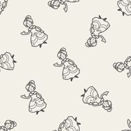 princess doodle seamless pattern background N2