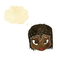 cartoon female face with thought bubble N19