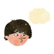 cartoon suspicious man with thought bubble N2