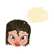 cartoon female face with thought bubble N20