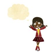 cartoon unhappy girl with thought bubble N3