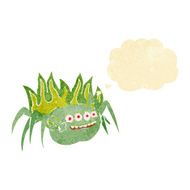 cartoon spooky spider with thought bubble