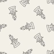 princess doodle seamless pattern background N10