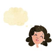 cartoon happy female face with thought bubble N31