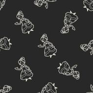 princess doodle seamless pattern background N12