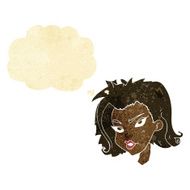 cartoon female face with thought bubble N21