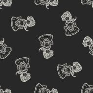 princess doodle seamless pattern background N15