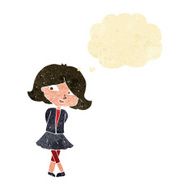 cartoon happy girl with thought bubble N10