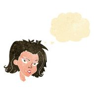 cartoon female face with thought bubble N22