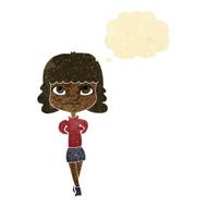 cartoon happy girl with thought bubble N11