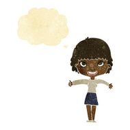 cartoon happy girl with thought bubble N12