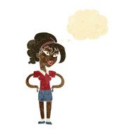 cartoon woman with hands on hips thought bubble N39