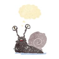 cartoon gross snail with thought bubble