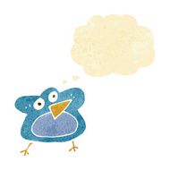 funny cartoon robin with thought bubble