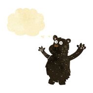 cartoon funny black bear with thought bubble N2