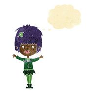 cartoon happy vampire girl with thought bubble N3