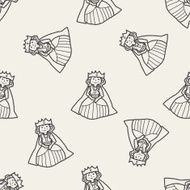 queen doodle seamless pattern background N2