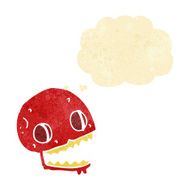 cartoon spooky skull with thought bubble N23