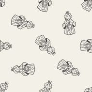 queen doodle seamless pattern background N3