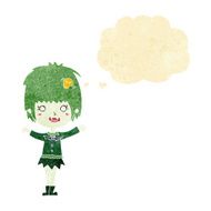 cartoon happy vampire girl with thought bubble N4