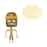 funny cartoon robot with thought bubble N6