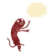 cartoon gross little monster with thought bubble N2
