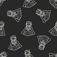 queen doodle seamless pattern background N12