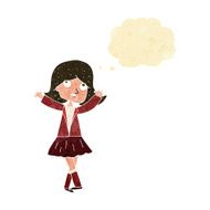cartoon unhappy girl with thought bubble N4
