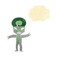 funny cartoon robot with thought bubble N8