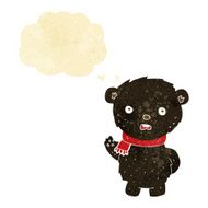 cartoon black bear wearing scarf with thought bubble N2