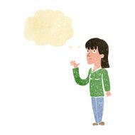 cartoon woman explaining with thought bubble N6