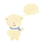 cartoon polar bear wearing scarf with thought bubble N2