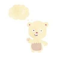 cartoon waving polar bear cub with thought bubble N9