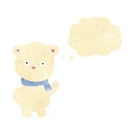 cartoon waving polar bear cub with thought bubble N10