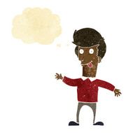 cartoon man sticking out tongue with thought bubble N3