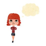 cartoon happy girl with thought bubble N13