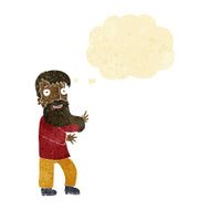 cartoon excited bearded man with thought bubble