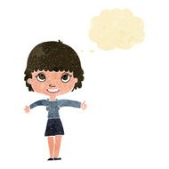 cartoon happy girl with thought bubble N14