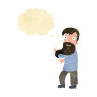 cartoon excited bearded man with thought bubble N2